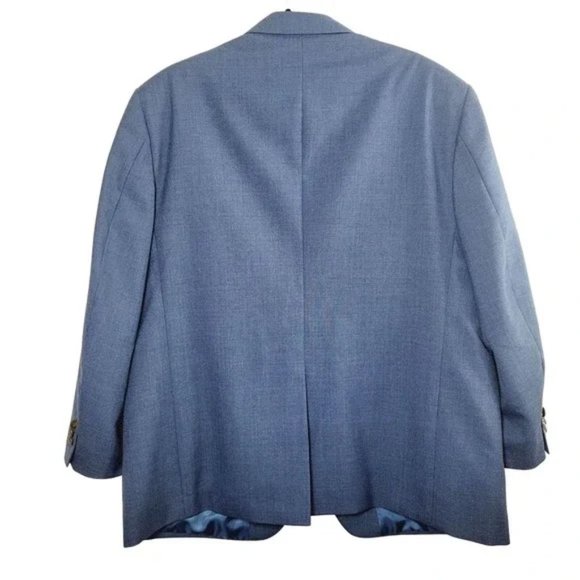 Wall Street Mens 44S Nautical Blue/ Gold Lion 2 Button Sports Coat Blazer Jacket - Picture 2 of 12